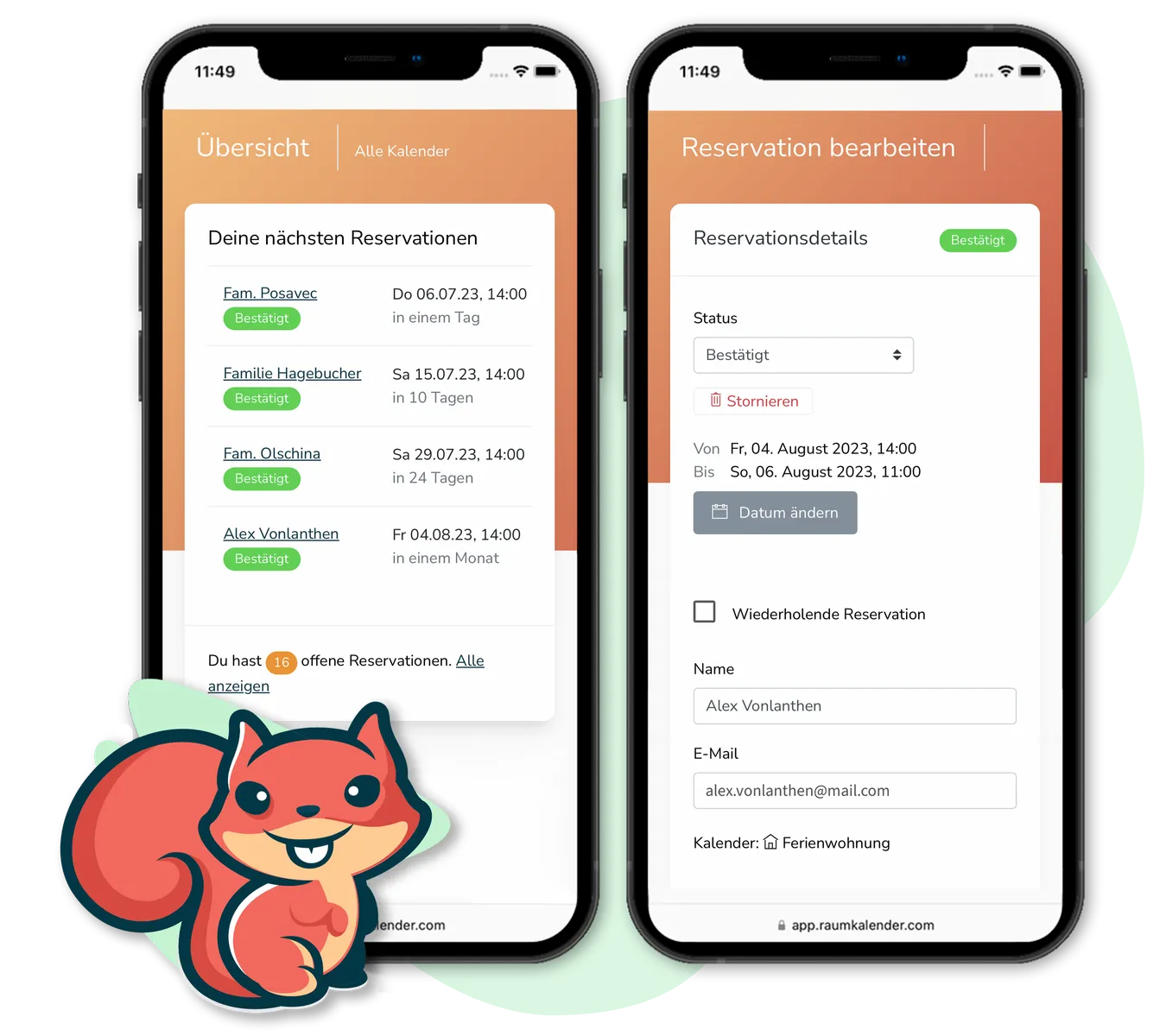 Screenshot Buchungskalender Screenshot auf dem Desktop und auf dem Mobile.